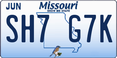 MO license plate SH7G7K