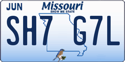 MO license plate SH7G7L