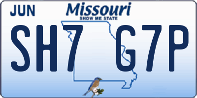 MO license plate SH7G7P
