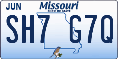 MO license plate SH7G7Q