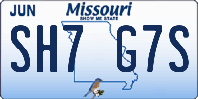 MO license plate SH7G7S