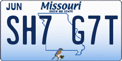MO license plate SH7G7T