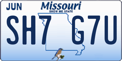 MO license plate SH7G7U