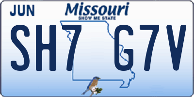 MO license plate SH7G7V