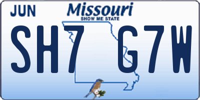 MO license plate SH7G7W