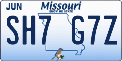 MO license plate SH7G7Z
