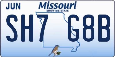 MO license plate SH7G8B