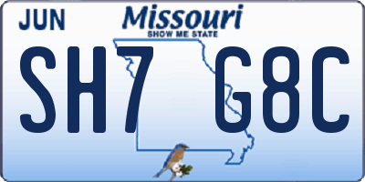MO license plate SH7G8C