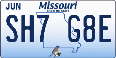 MO license plate SH7G8E