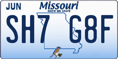 MO license plate SH7G8F