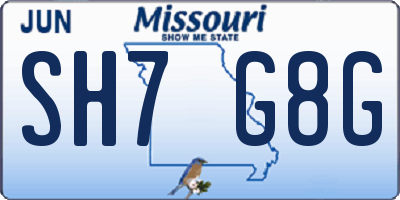 MO license plate SH7G8G