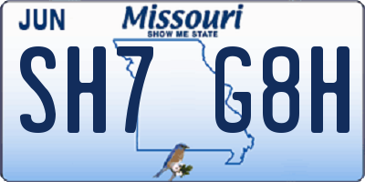 MO license plate SH7G8H