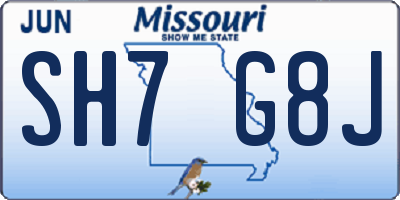 MO license plate SH7G8J