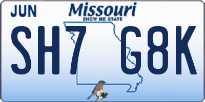 MO license plate SH7G8K