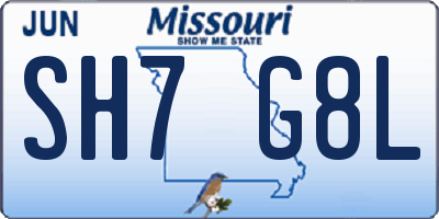 MO license plate SH7G8L