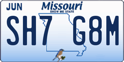 MO license plate SH7G8M