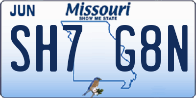 MO license plate SH7G8N