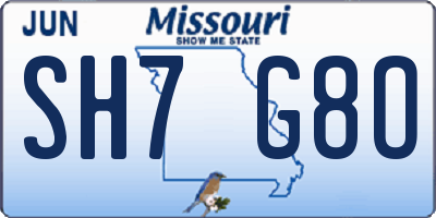 MO license plate SH7G8O