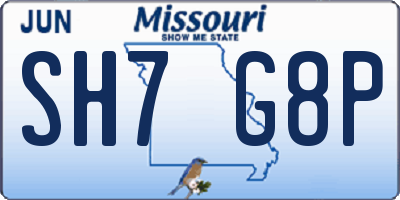MO license plate SH7G8P