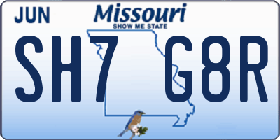 MO license plate SH7G8R