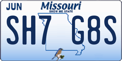 MO license plate SH7G8S