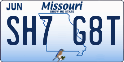 MO license plate SH7G8T