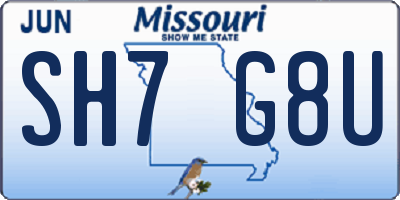 MO license plate SH7G8U