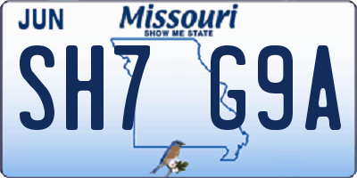 MO license plate SH7G9A