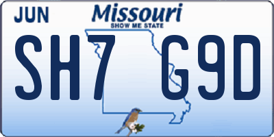 MO license plate SH7G9D