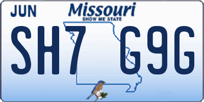 MO license plate SH7G9G