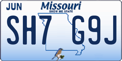 MO license plate SH7G9J