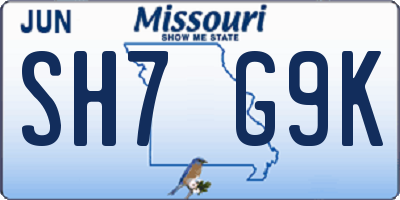 MO license plate SH7G9K