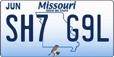 MO license plate SH7G9L