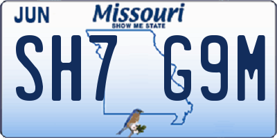 MO license plate SH7G9M