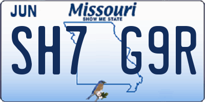 MO license plate SH7G9R