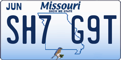 MO license plate SH7G9T