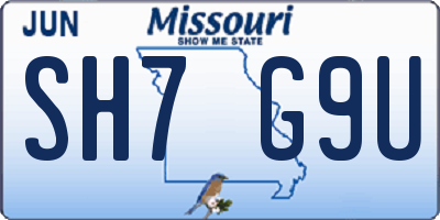 MO license plate SH7G9U