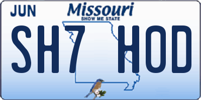 MO license plate SH7H0D