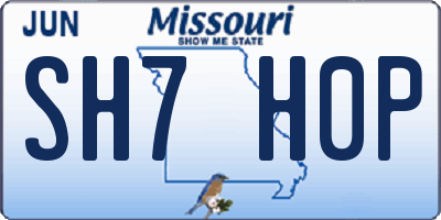 MO license plate SH7H0P