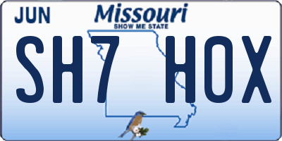 MO license plate SH7H0X