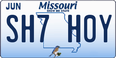 MO license plate SH7H0Y