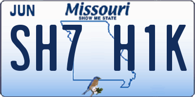 MO license plate SH7H1K