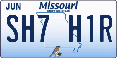 MO license plate SH7H1R
