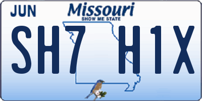 MO license plate SH7H1X