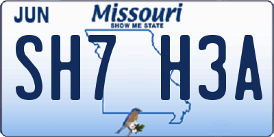 MO license plate SH7H3A