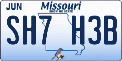 MO license plate SH7H3B