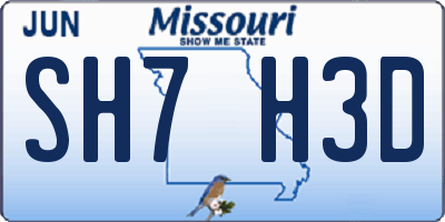 MO license plate SH7H3D