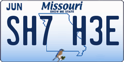 MO license plate SH7H3E