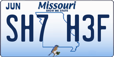 MO license plate SH7H3F