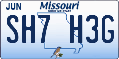 MO license plate SH7H3G